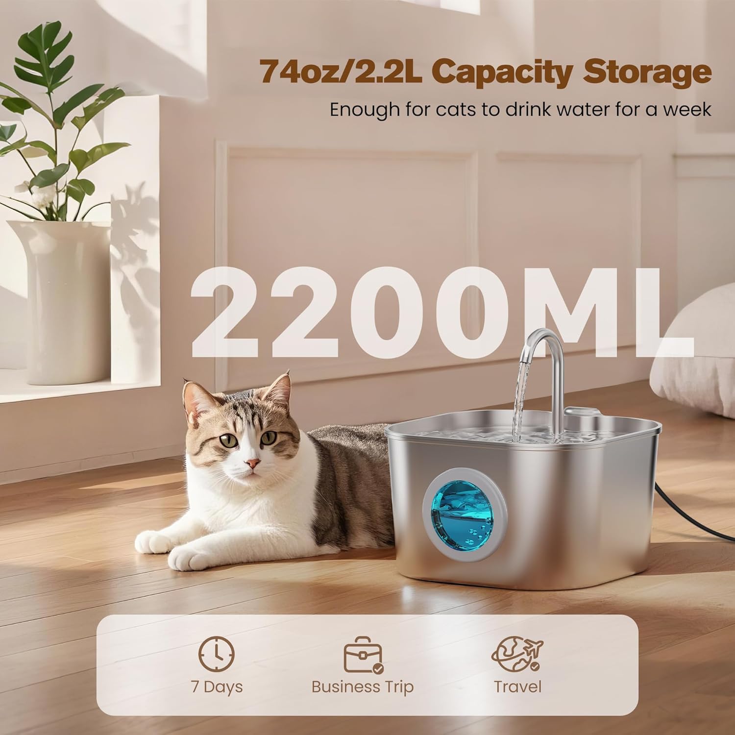 Stainless Steel Cat Water Dispenser