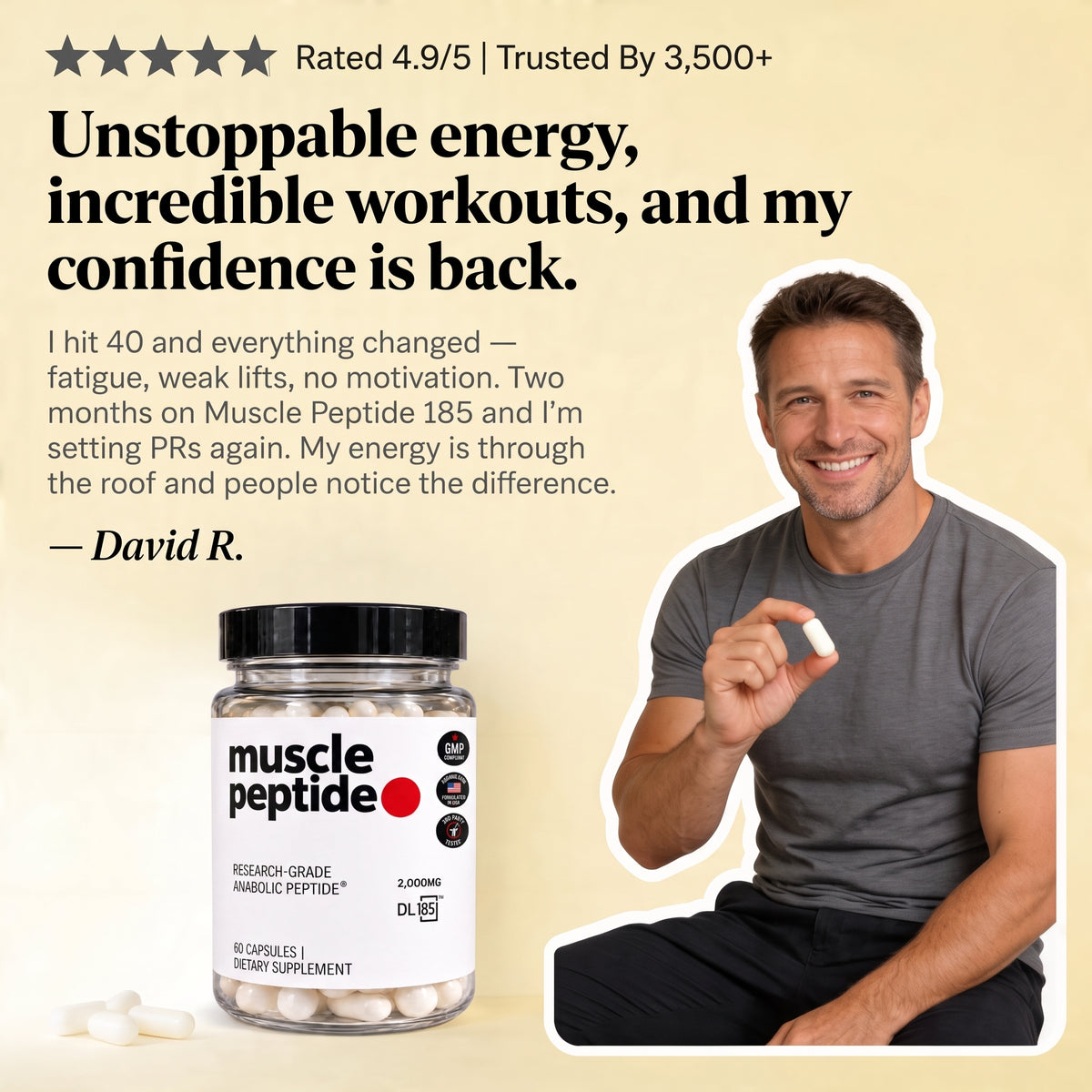 Muscle Peptide 185 Supplements Build Lean Muscle 3X Faster