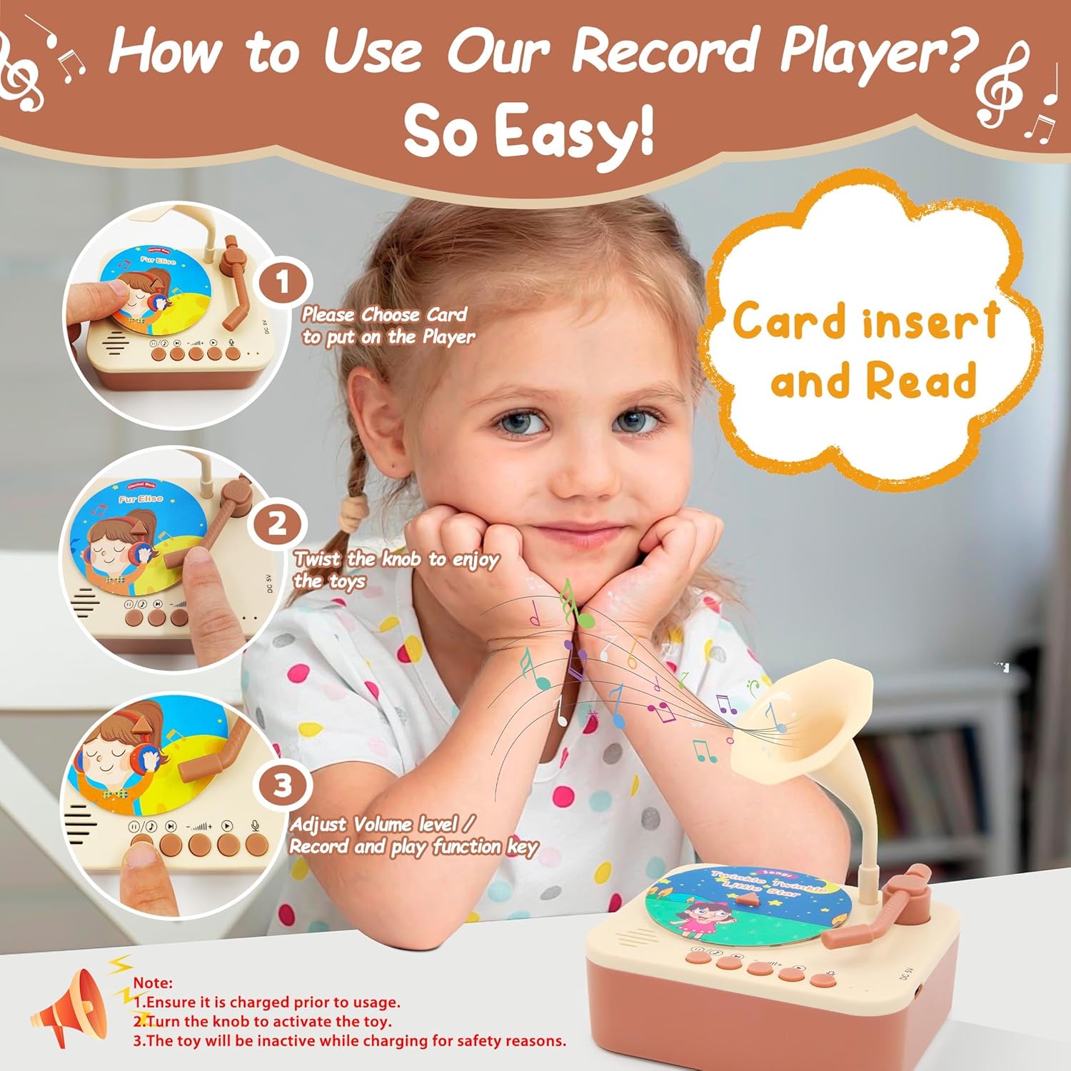 Kids Phonograph with 96 Cards