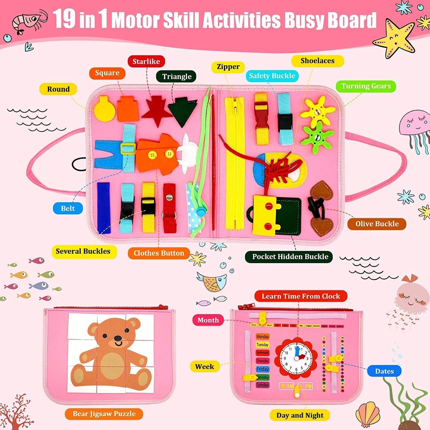 Montessori Busy Board™ – 19-in-1 Activity Toy