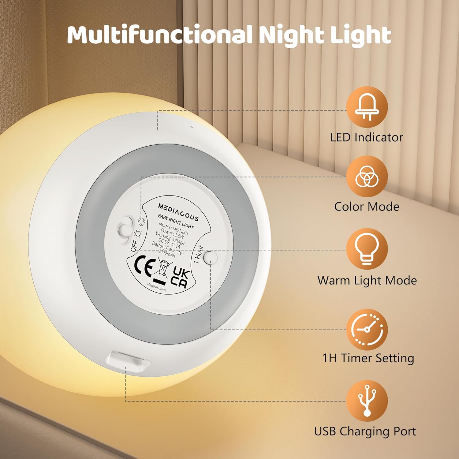 Multicoloured Night Light for Kids