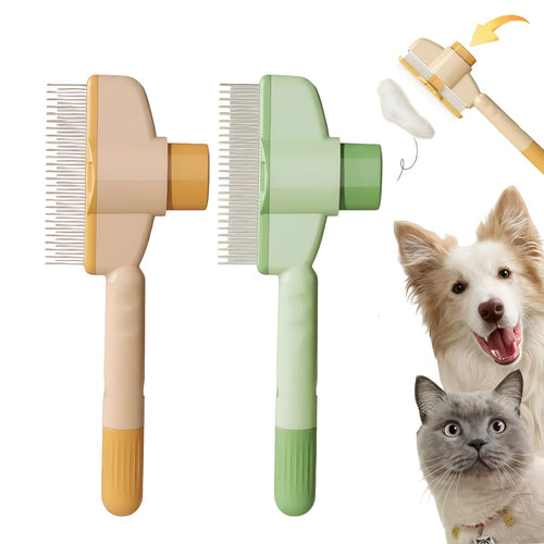 2 Pcs - Self-Cleaning Pet Flea Comb and Grooming Brush