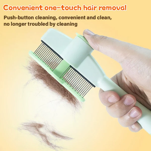 2 Pcs - Self-Cleaning Pet Flea Comb and Grooming Brush