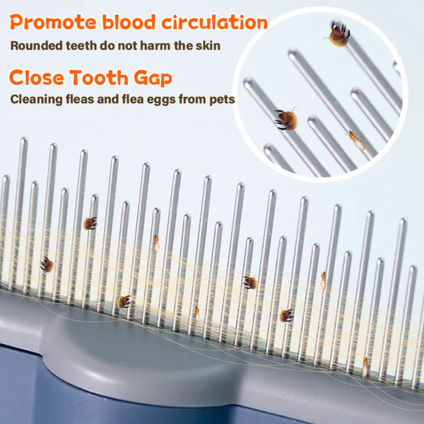 2 Pcs - Self-Cleaning Pet Flea Comb and Grooming Brush