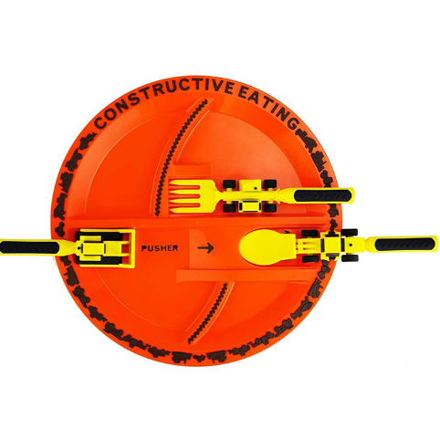 Constructive Eating Plate and Utensils