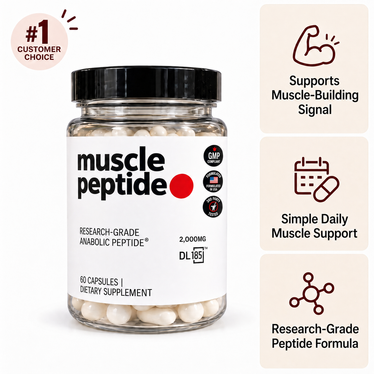 Muscle Peptide 185 Supplements Build Lean Muscle 3X Faster